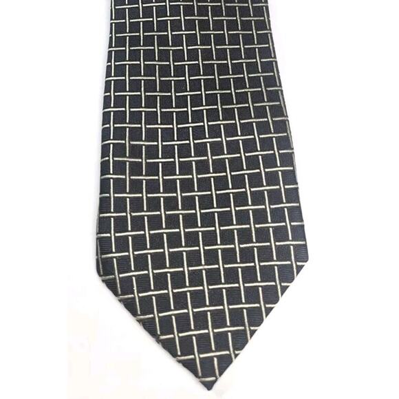 Giorgio Armani Cravatte Geometric Navy Blue Tie Made In Italy - Picture 4 of 4